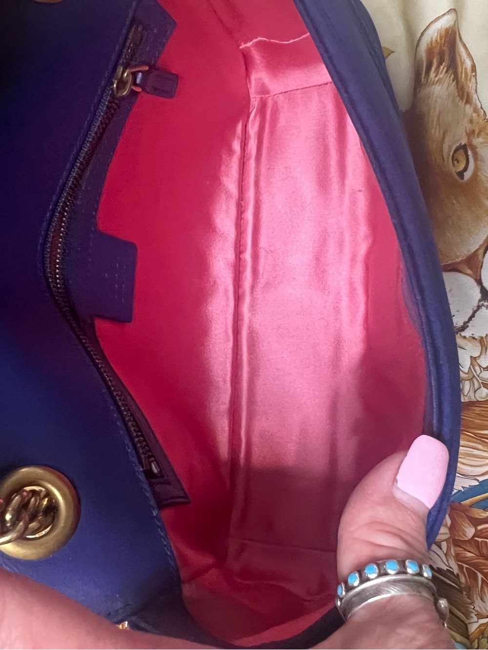 Gucci Royal Blue Velvet GG Marmont Crossbody Bag - Picture 10 of 16